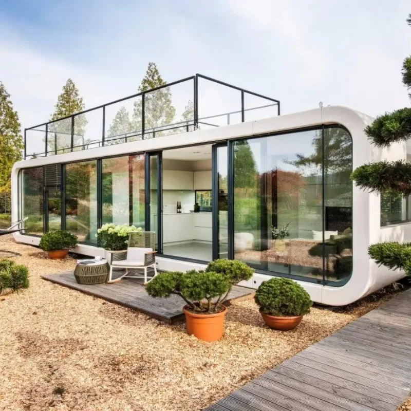 Apple Pod Cabins Movable Modular Prefab House 20ft 40ft Soundproof Breathable Smart Capsule House Customized Eco Friendly