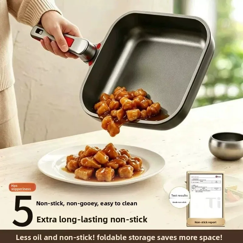 Frying pan, folding series titanium multi-functional stir-fry cooking micro-pressure lid, household light smoke frying pan
