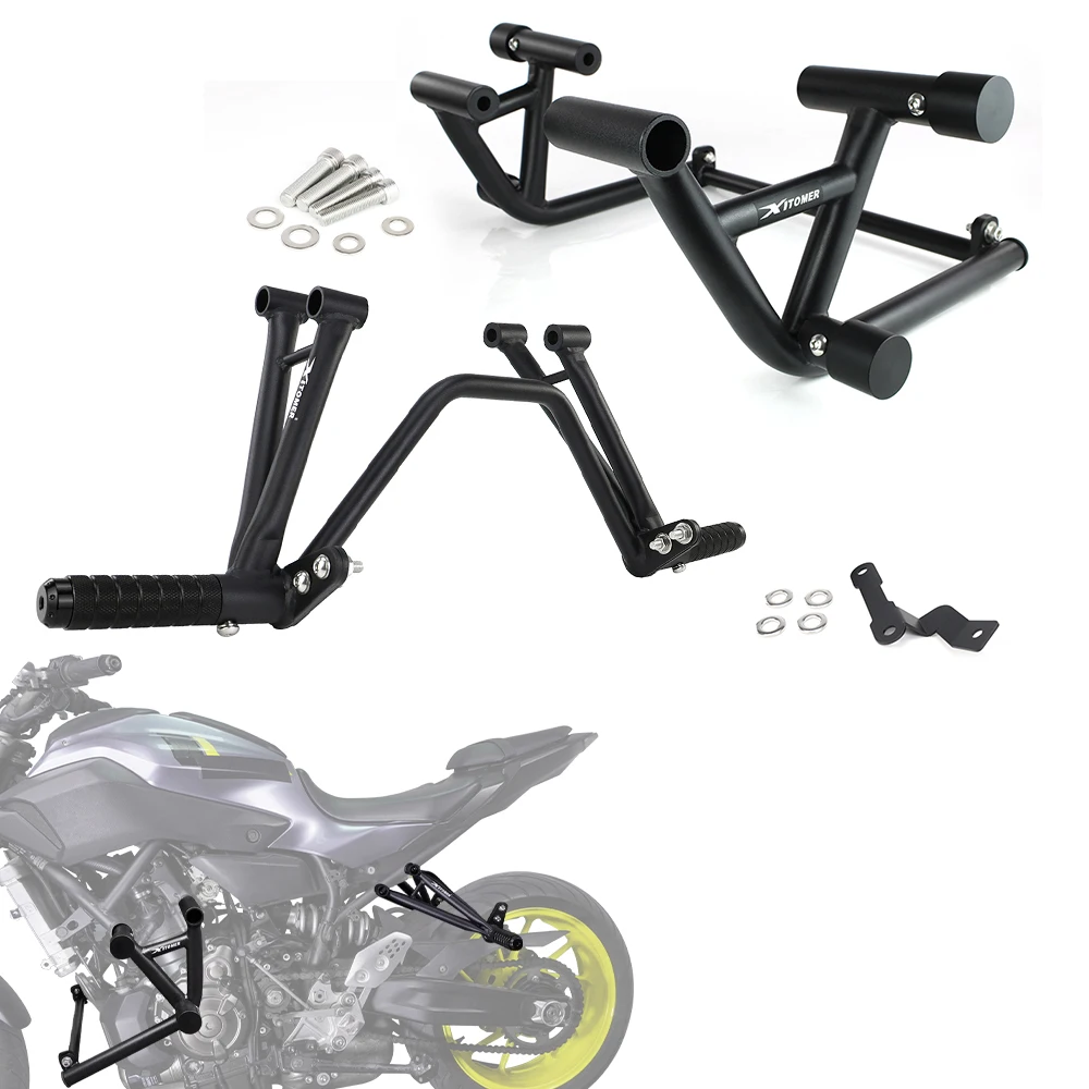 

Fit For Yamaha FZ-07 / MT-07 2014-2024 Motorcycle Crash Cage Stunt Engine Highway Guard & Subcage With Foot Pegs Stunt Subcage