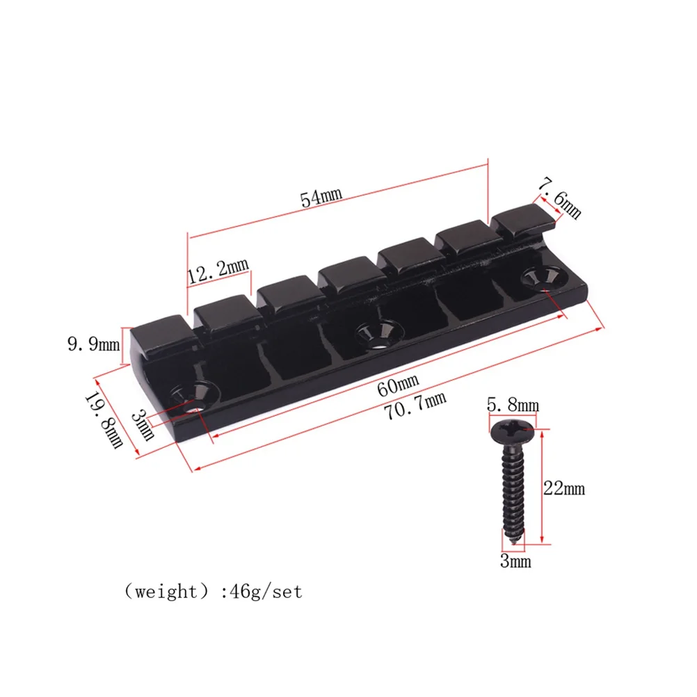 

6 String Fixed Saddle Bridge Hardtail Guitar Bridge For Electric Guitar Replacement Chrome Top-Load Adjustable Saddle