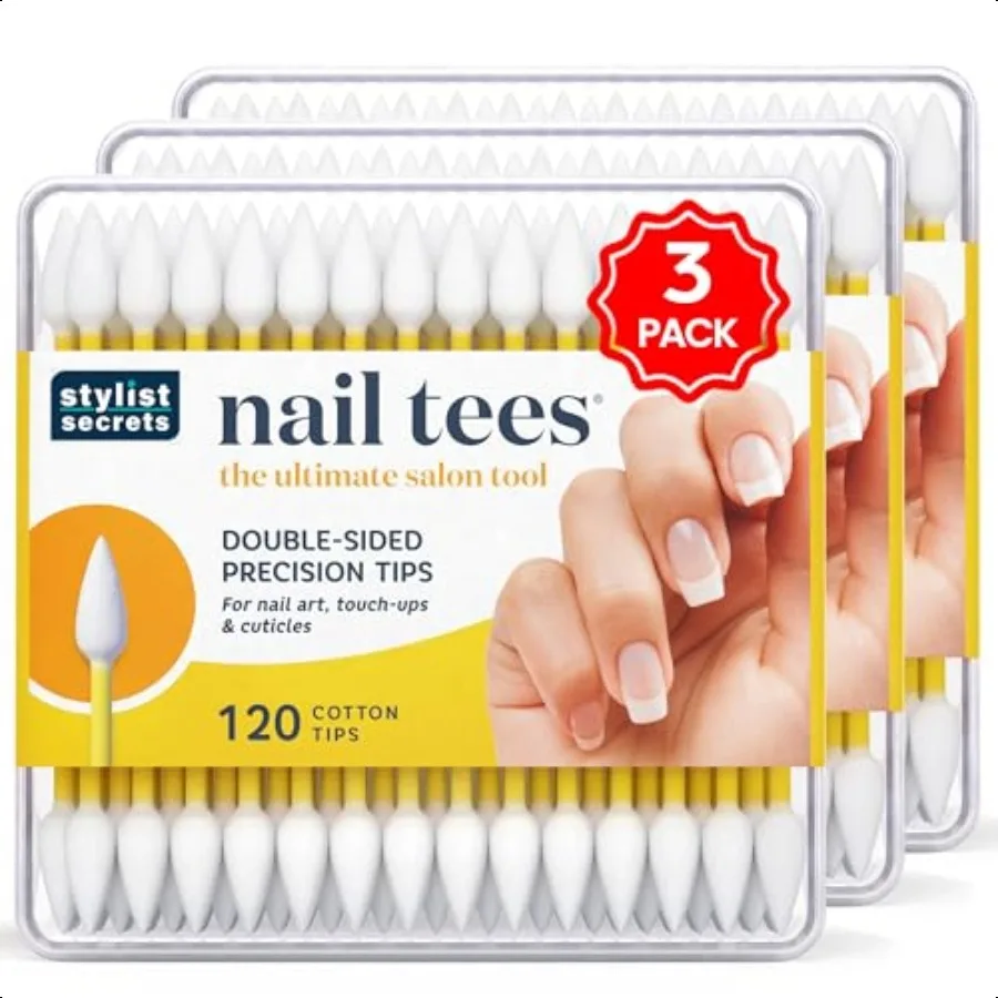 프랑 윌슨 네일 티즈 코튼 팁 120개입 3팩 최고의 네일 도구 다용도 양면 뾰족한 끝 면봉