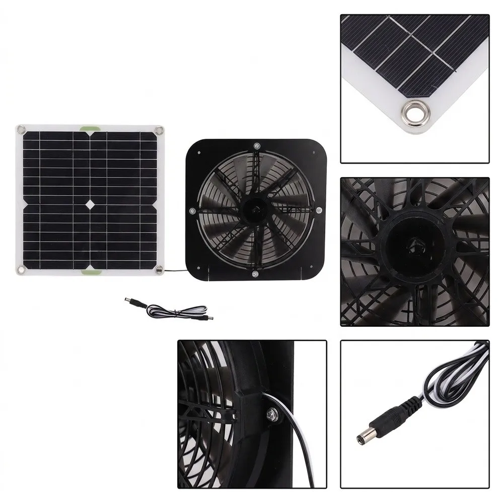 100W Monocrystalline Solar Panel For Exhaust Fan For Greenhouse Chicken C'oop Dog Shed Cooling Ventilation System Up To 200sqm