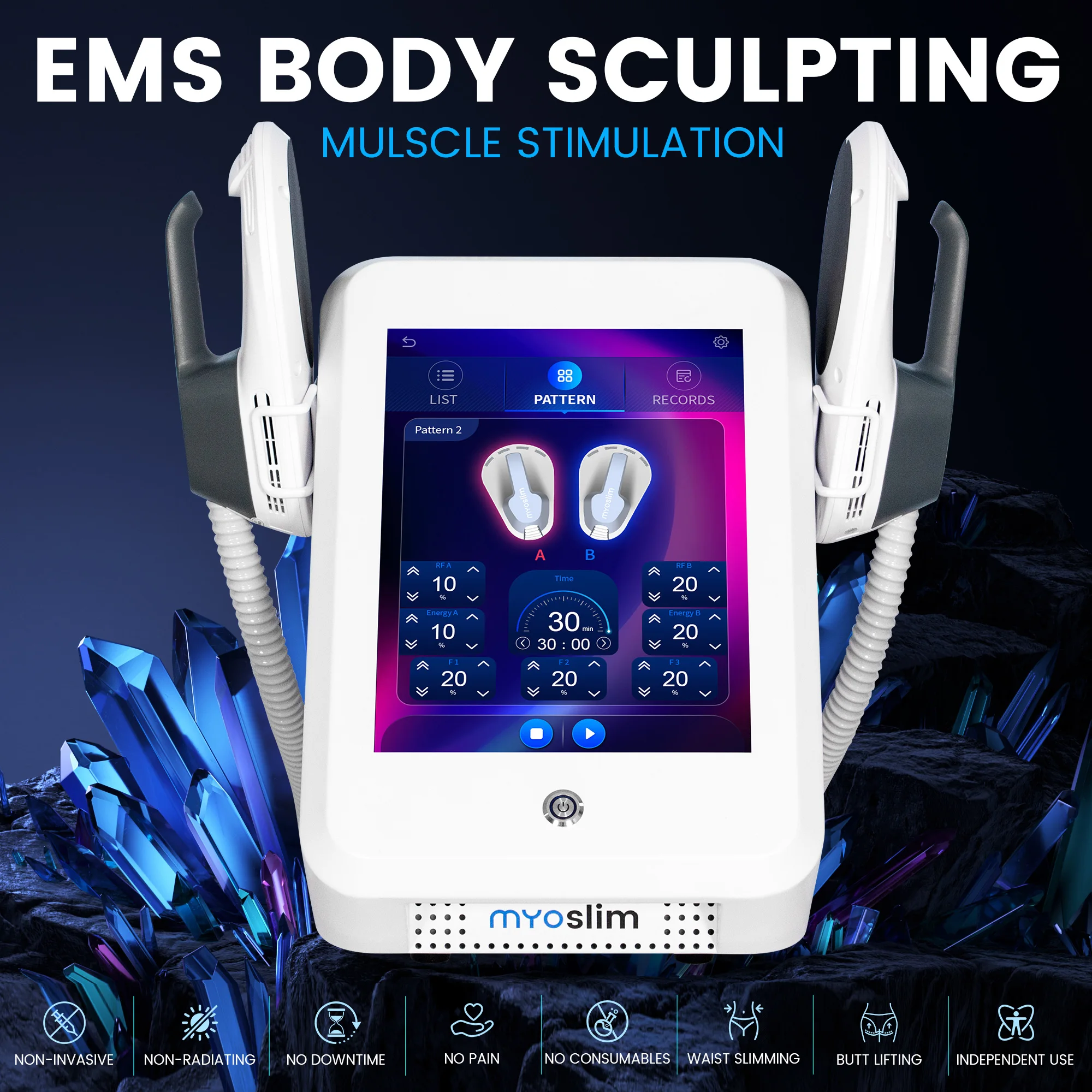 

Myoslim 6500w NEO Body Slimming Nova Fat Burning Muscle Myoslim EMS Body Sculpting Electromagnetic Stimulate Machine
