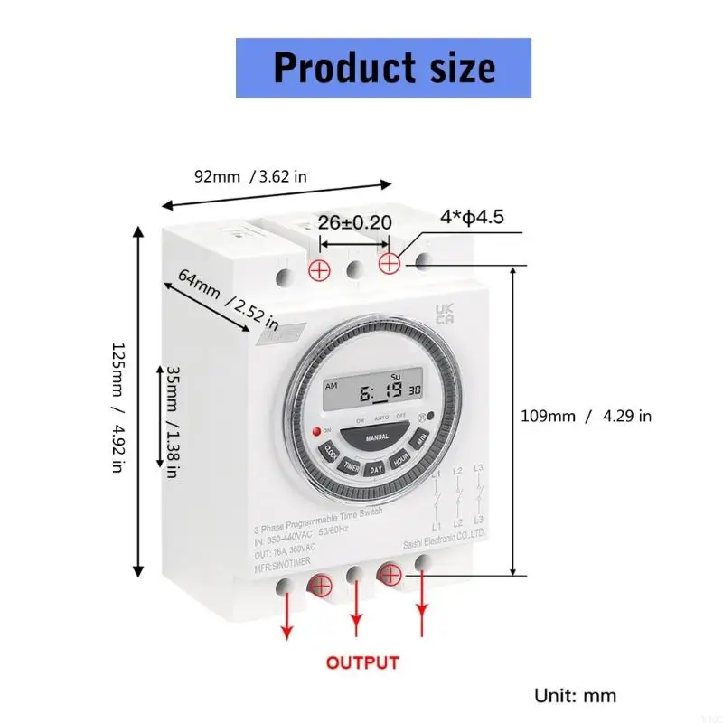 Timer numérique polyvalent avec écran d'écran rétroéclat-il Cover à poussière 3 phases Time Contrammer Timer Programmable Y4QC