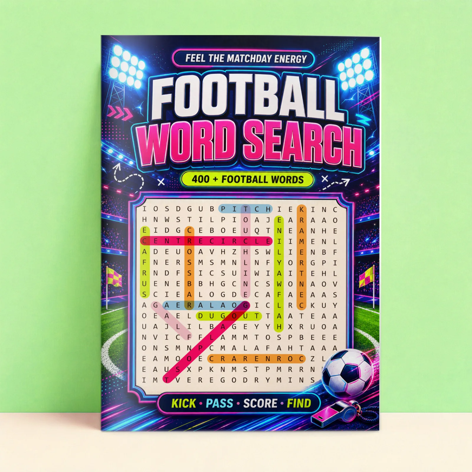 Football Word Search Puzzle Book, 400+ Soccer Words About Players, Positions, Skills, Tactics, Matchday Action and Defending