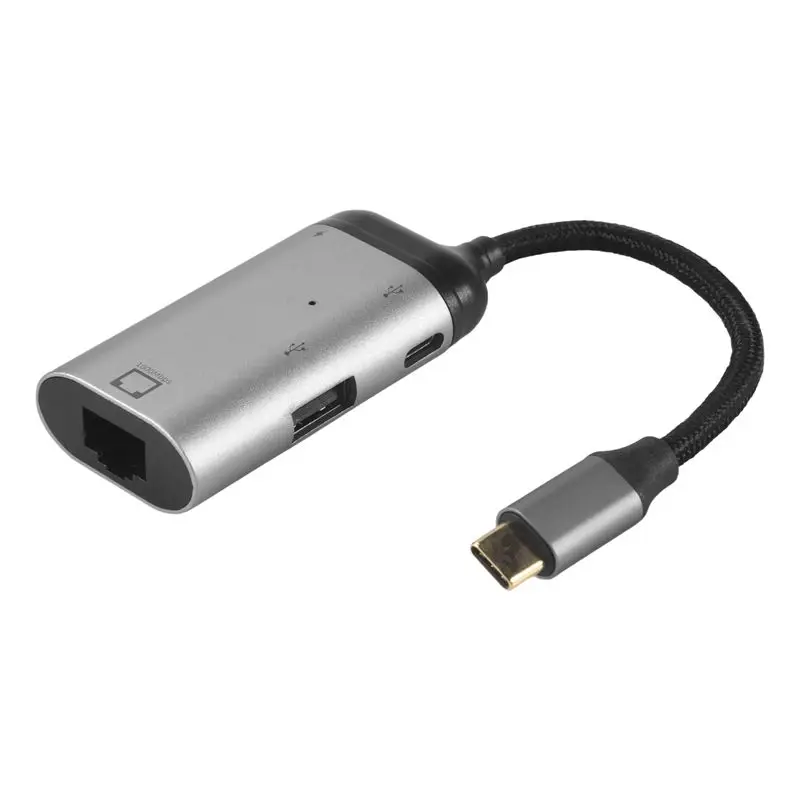 AB25-3 In 1 Type-C To Gigabit Ethernet Rj45 Lan PD Charging USB C Data Port Converter Adapter For TV PC S20