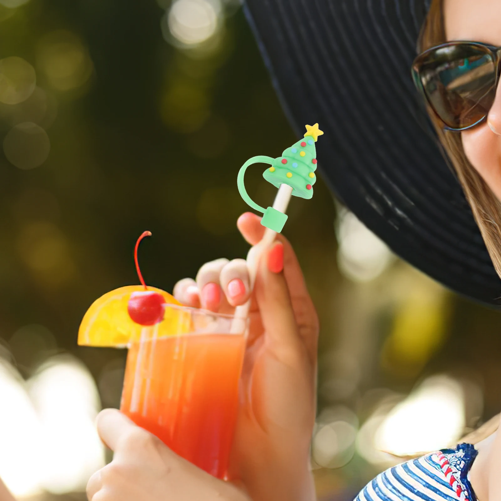 

4Pcs Cartoon Silicone Straw Covers Tips Protectors Lightweight Reusable Straw Caps Decor Tips Protector