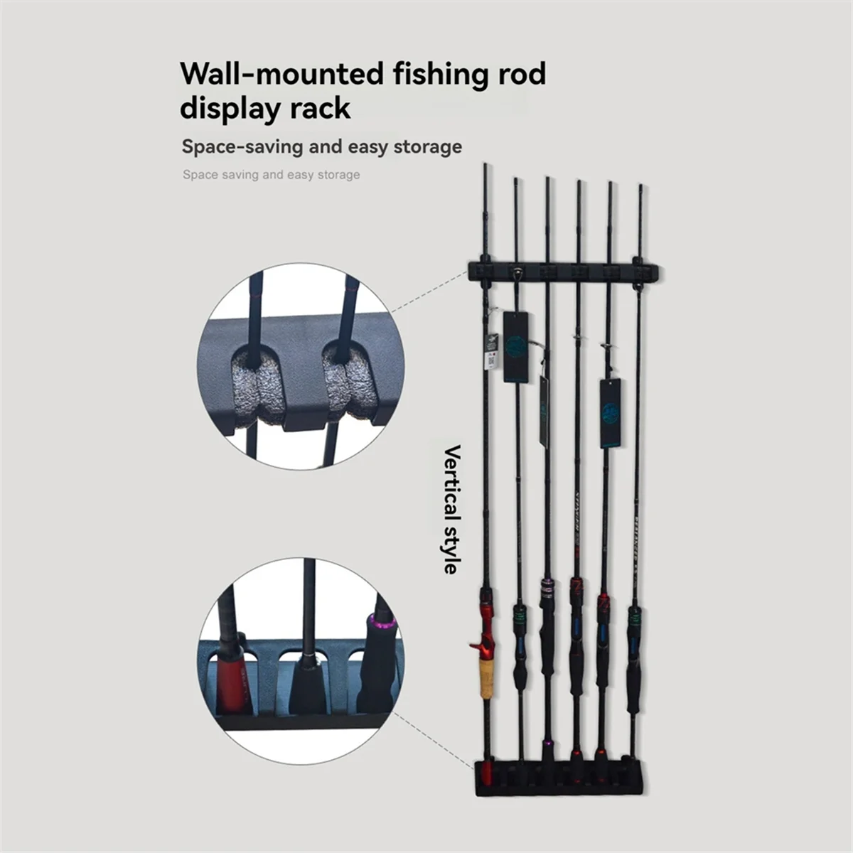 

Fishing Rod Holders 6-Rod Rack Vertical Pole Holder