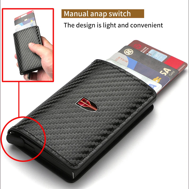 Carbon Fiber Credit Card Holder Car Logo Wallets Style Accessories For Hongqi H9 HS5 H5 H7 E-HS9 E115 HS7 LS7 2021 2022 2023