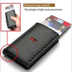 Carbon Fiber Credit Card Holder Car Logo Wallets Style Accessories For Hongqi H9 HS5 H5 H7 E-HS9 E115 HS7 LS7 2021 2022 2023