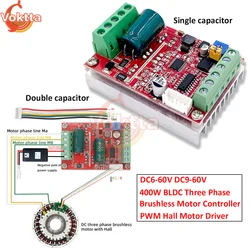 BLDC Three Phase DC Brushless Motor Controller DC6-60V DC9-60V 400W PWM Hall Motor Control Driver Board Motor Speed Controller