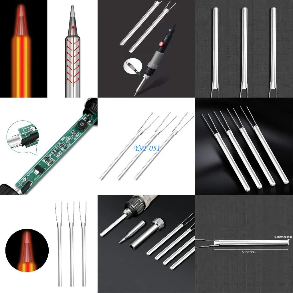 

E15A 3Pcs Electric Soldering Iron Heating Cores 60W Ceramic Adjustable Temperature Internal Heating Elementally Tools Repair
