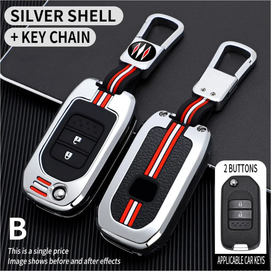 

Zinc Alloy Car Key Cover Cases 2/3 Buttons Compatible with Honda Civic HRV CRV XRV CR-V Crider Odyssey Pilot Fit