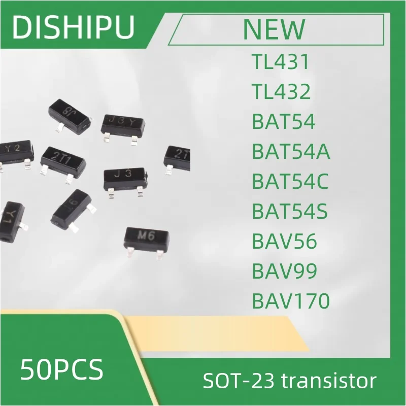 

50PCS TL431 TL432 BAT54 BAT54A BAT54C BAT54S BAV56 BAV99 BAV170 SOT-23 transistor