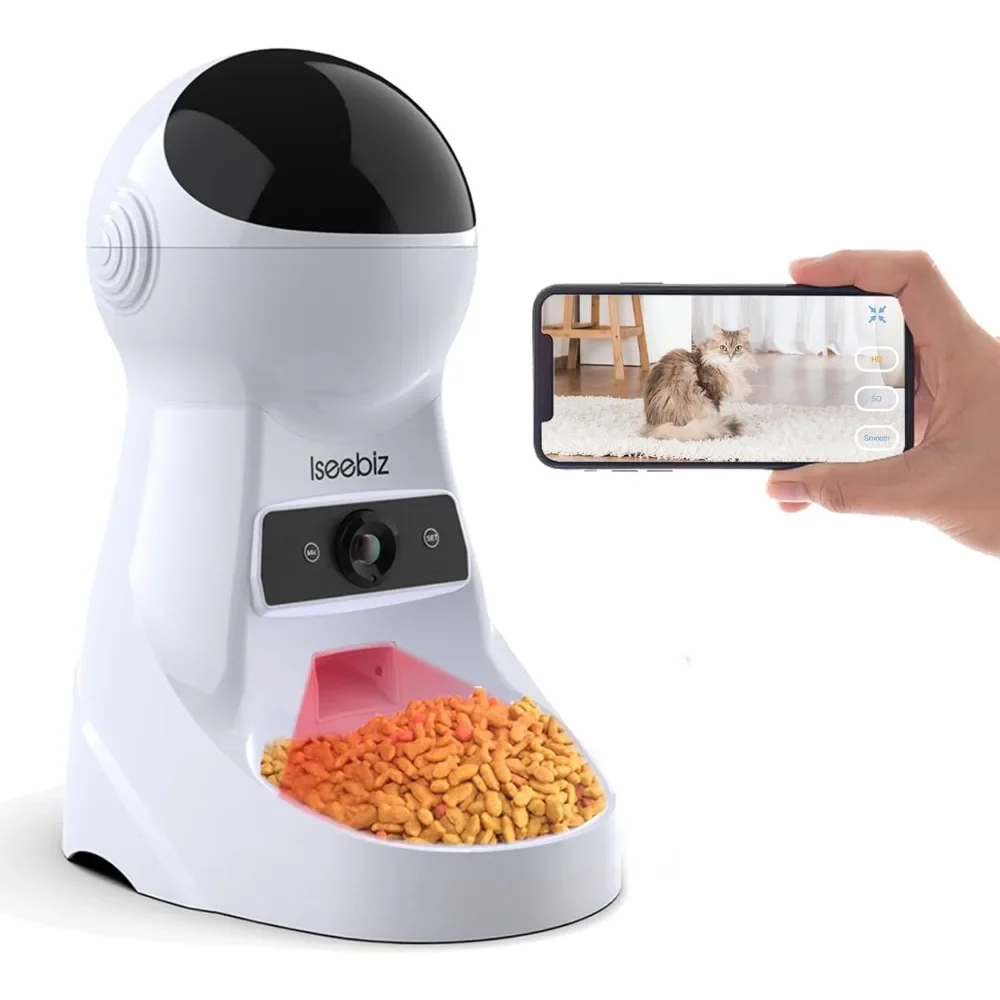 

Automatic Cat Feeder with Camera, 3L Smart Dog Feeder, 2.4G& 5G Wi-Fi Cat Dog Food Dispenser with App Control,Pet Feeder