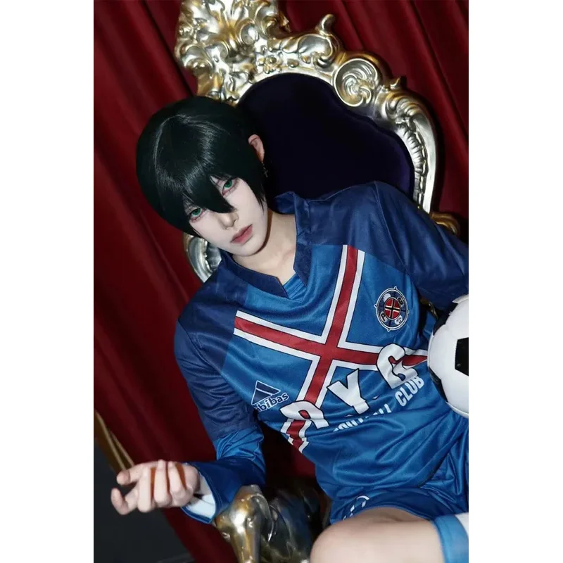 Anime Blue Lock #9 Rin Itoshi Shidou Ryusei Charles Cosplay P.X.G Jersey Wig Embroidery Football Uniform Tops Shorts Sports Set
