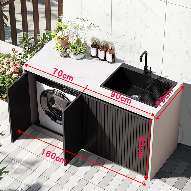 

Outdoor Garden Washbasin Integrated Sink Washing Machine Cabinet Sink Outdoor Garden Slate Operation Work Balcony