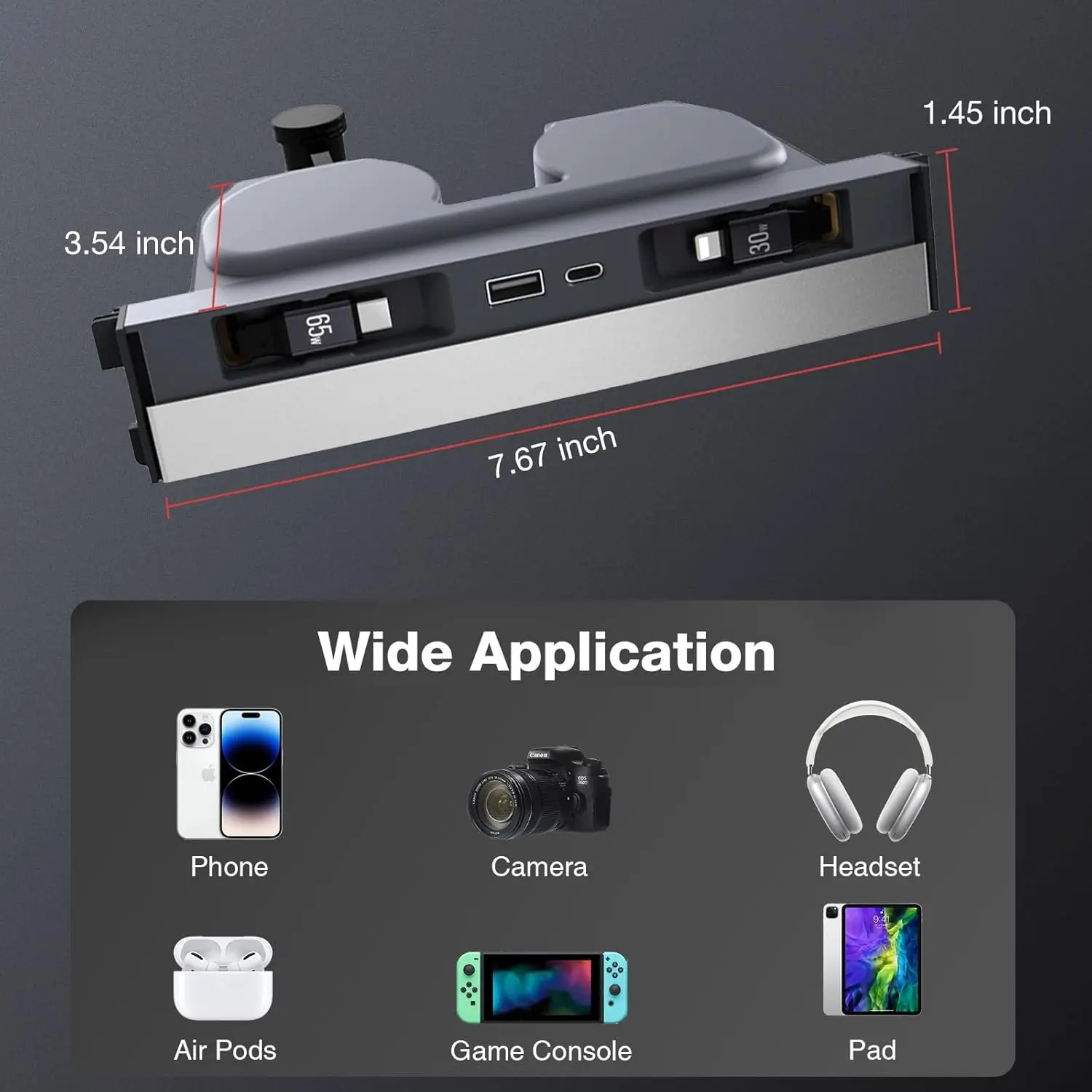 Für Tesla Model Y Juniper 2026 Ausziehbarer Mittelkonsolen-USB-Hub Model 3 Highland Telefonladegerät Schnell-Ladestation – Detail 9