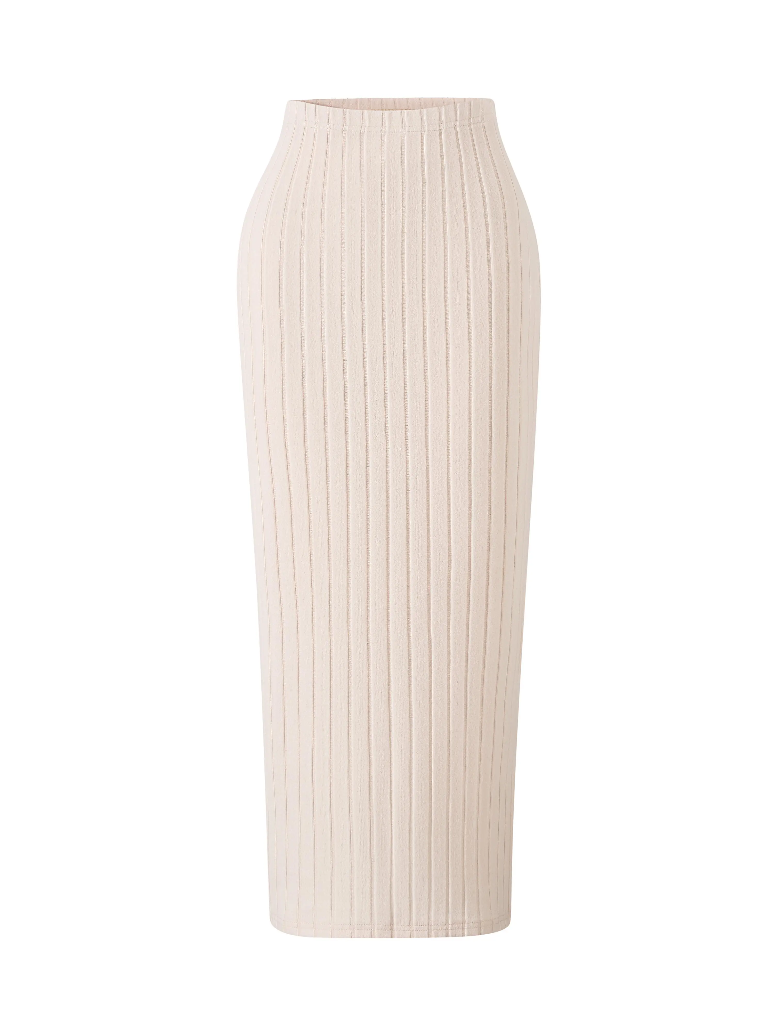 2025 Women's Fashion Solid Color elastic waist ribbed Long Casual Skirt 3-piece Set Long Dress for women