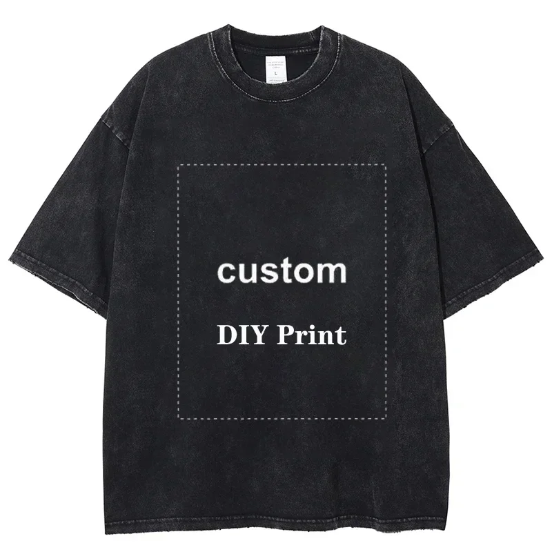 DIY Men's T-Shirts Hip Hop Oversize Vintage Streetwear Personalized Dinosaur Print Tshirt Cotton Harajuku Custom Short Sleeves