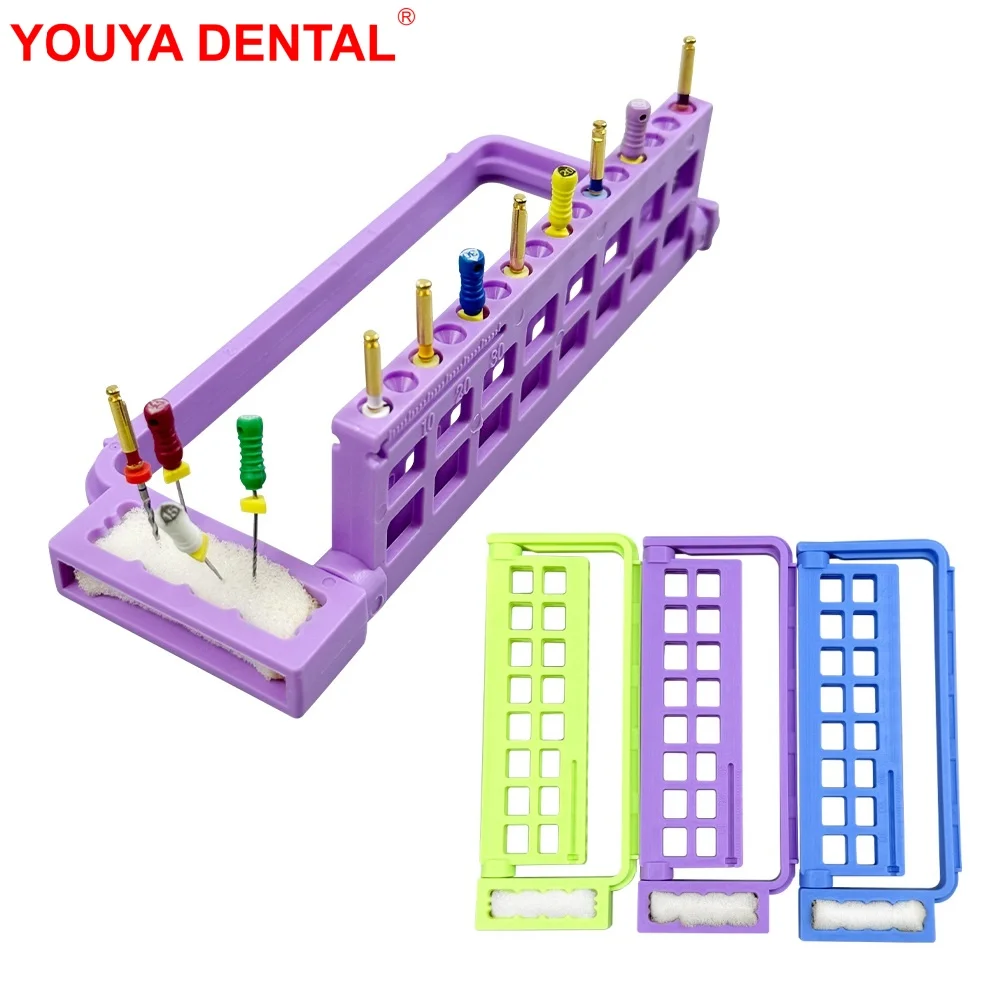 16 Holes Dental Endodontic File Holder With Ruler & Sponge Endo Files Holder Stand Tray Organizer Plastic Autoclave Disinfection