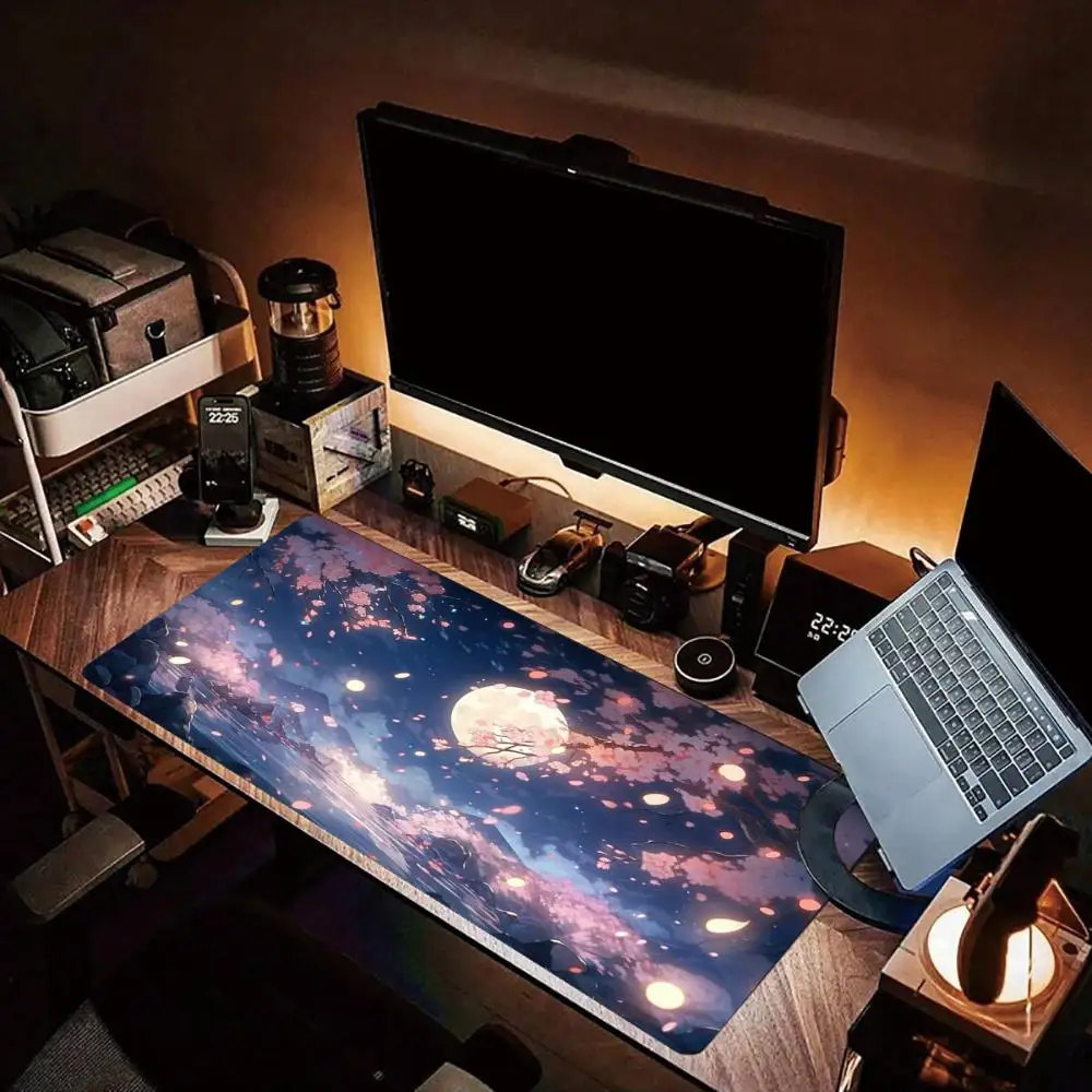 

Большой коврик для мыши в японском стиле с цветком вишни, резиновый противоскользящий коврик для компьютера, ноутбука, игрового настольного компьютера, толстая клавиатура, аксессуары для ПК