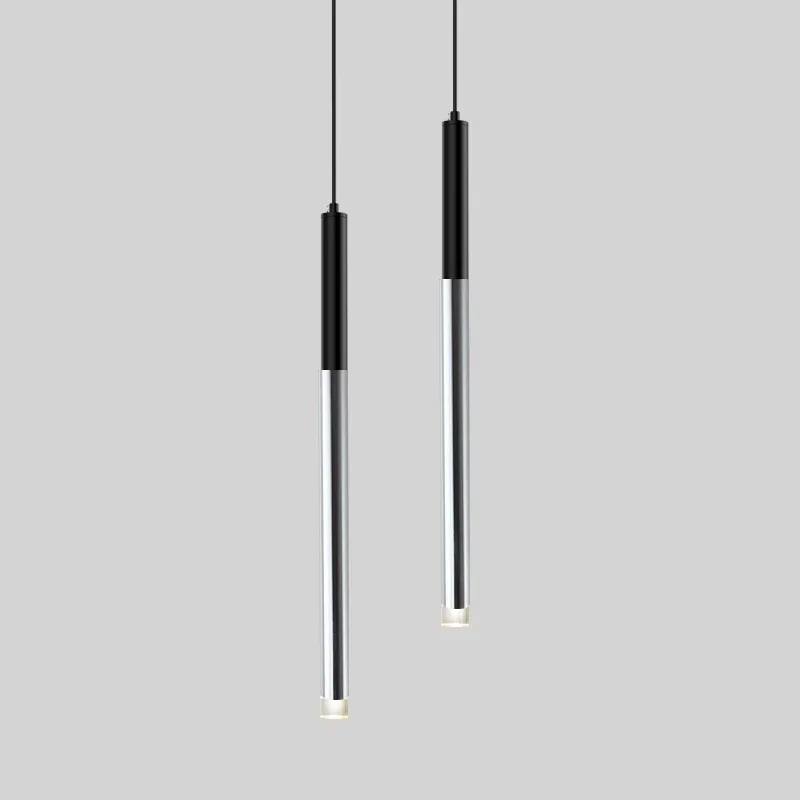 Pendant Light Cylinde Modern Long Shape Matt Bl Finish with Aviation Aluminum And Clear Acrylic for Dining Room Bar CE Certified