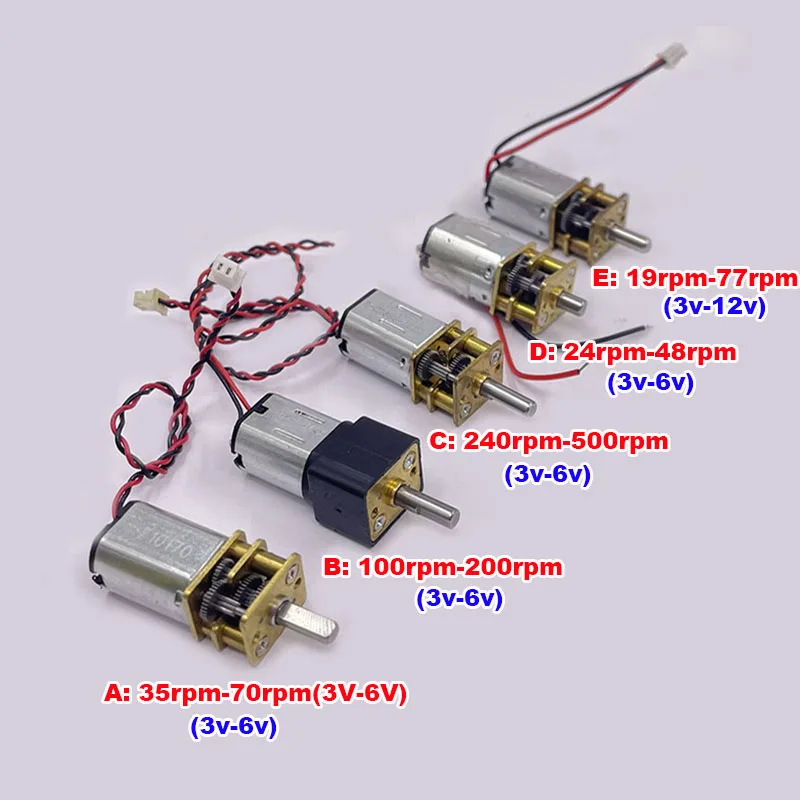 GA12-N20 DC 3V 5V 6V 12V Micro All Metal Gear Motor 35/70/100/200/500rpm Slow Speed Gear Wheel Gear Micro Reduction Motor Robot
