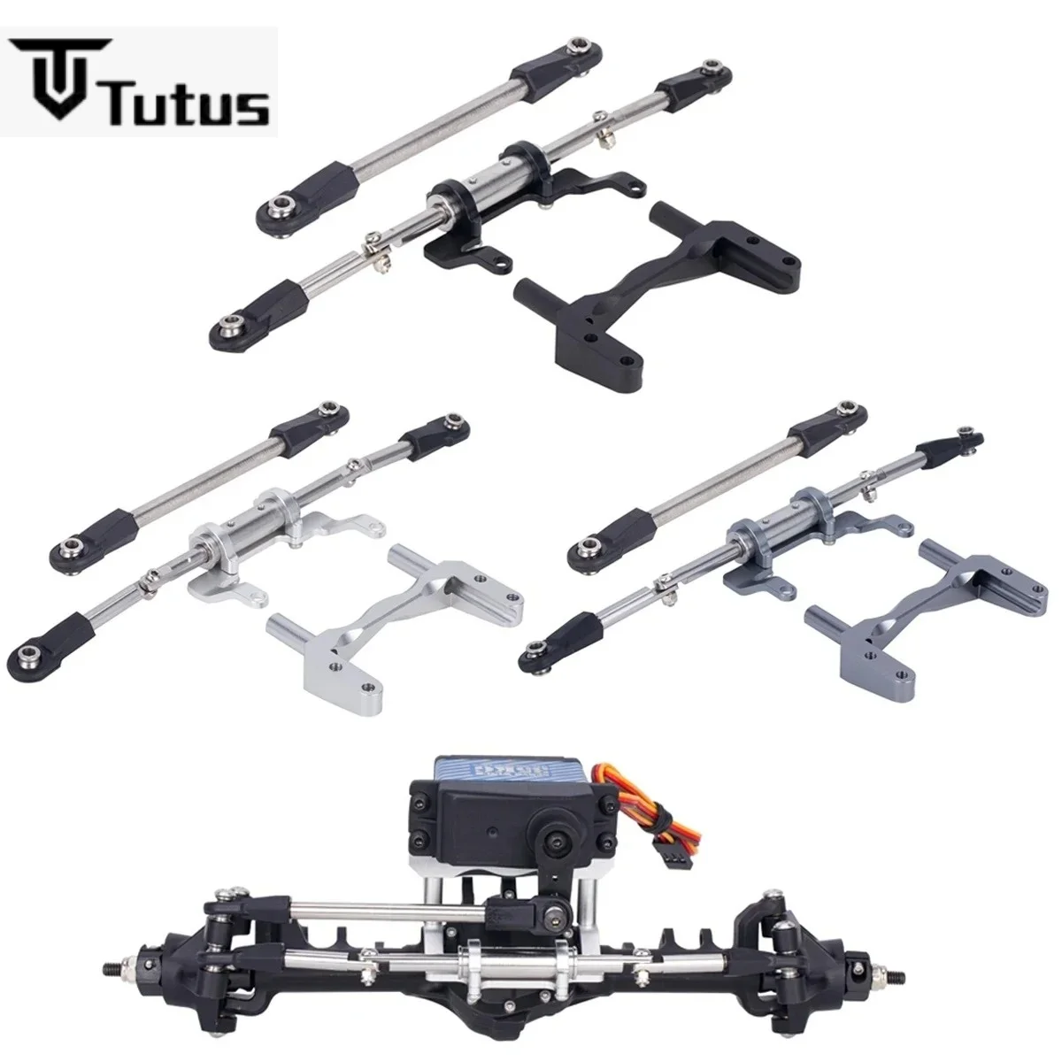 Kit de direction hydraulique à essieu droit avec support de servo en métal pour voiture RC Crawler 1/10 ROCKJOCK SCX10 II