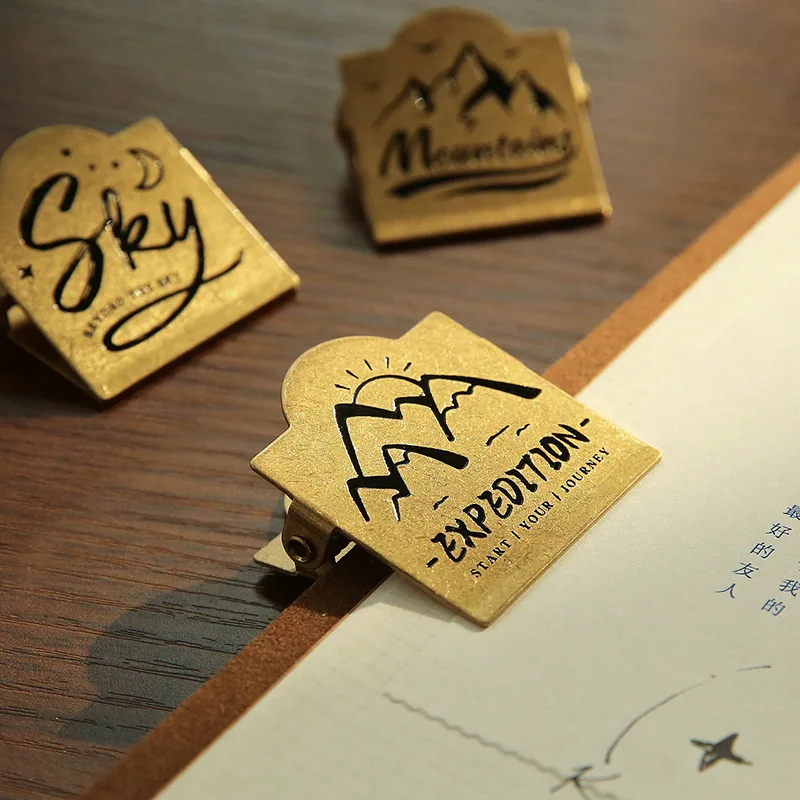 Metal Travel Notebook Clip Brass Stainless Steel Clip Vintage Dairy Notebook Loose Leaf Memo Clip