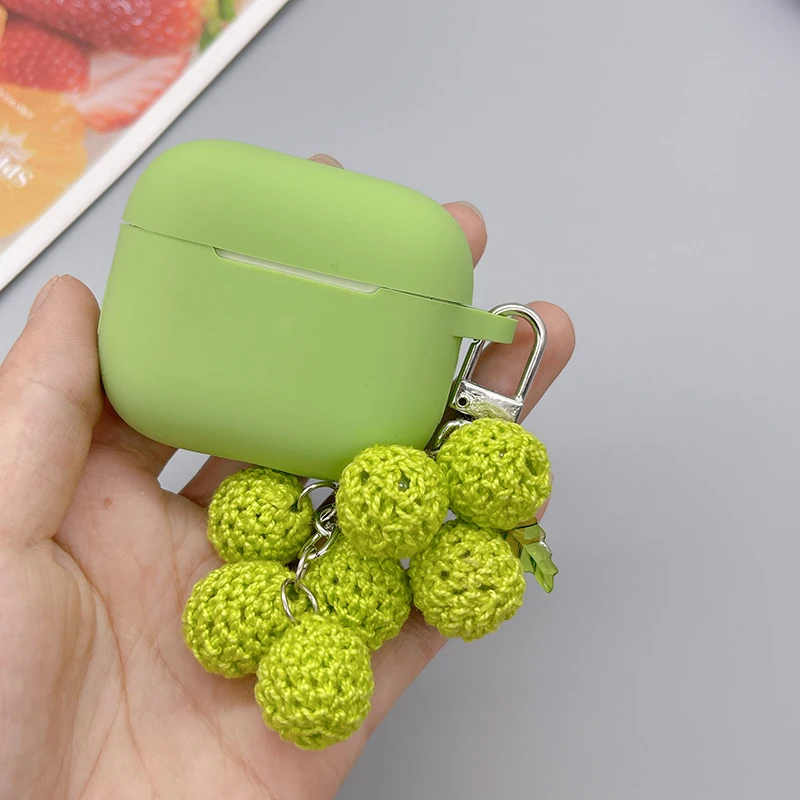 インかわいいミンク毛玉キーホルダーapple airpods 3ケースカバーのための液状シリコーンソフトイヤホンケースairpods 1 2プロカバーボックス