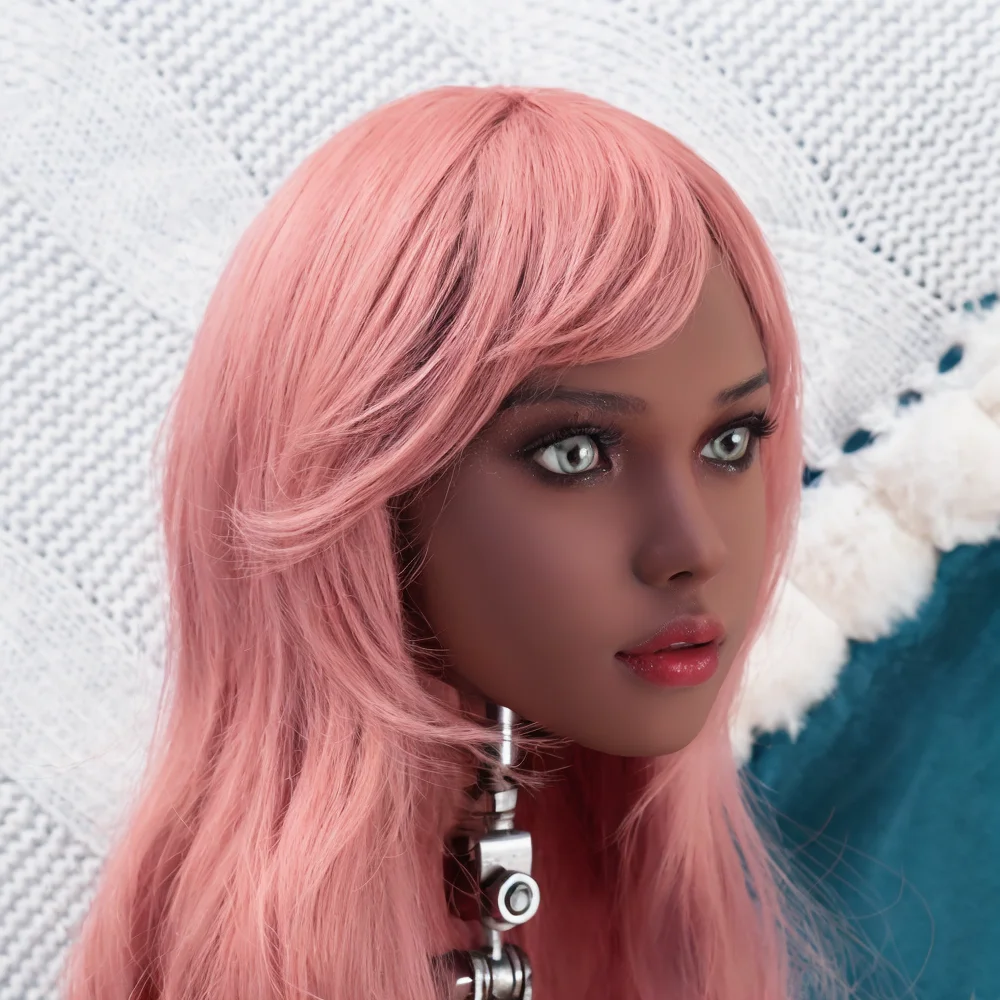 TPE 헤드 M16 나사형 인터페이스, 오픈형 가발 눈동자 입술 메이크업 연습, 헤어스타일 디자인(랜덤 가발)