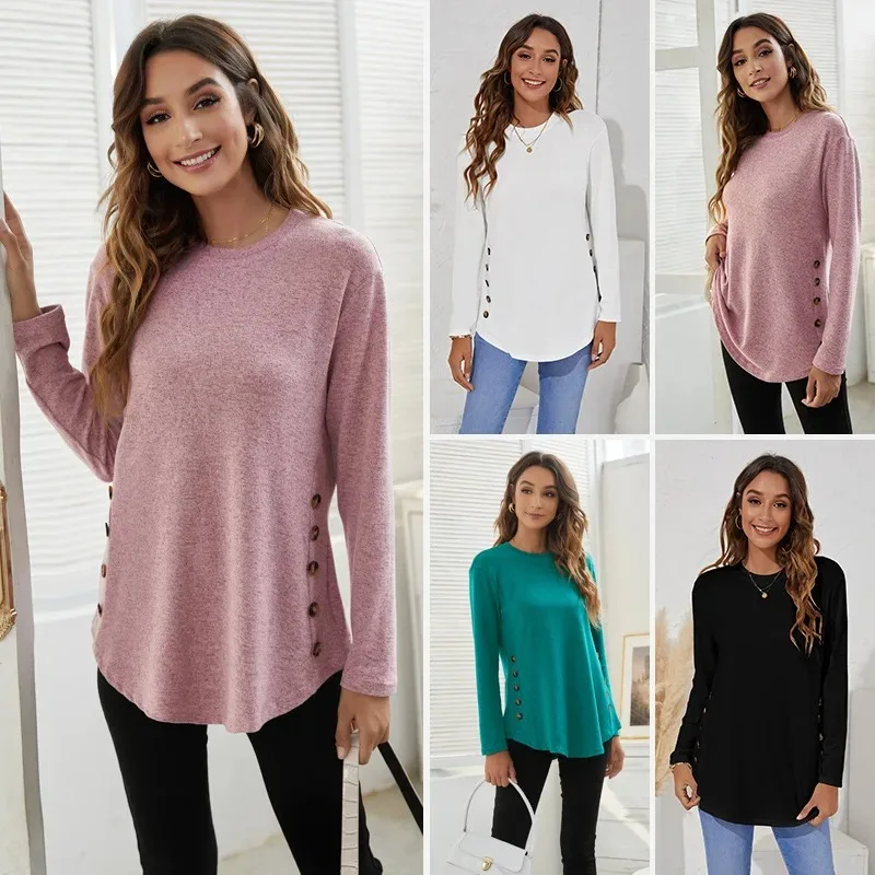 

Maternity Clothes Long Sleeve Blouse T-Shirts Tees Spring Autumn New Casual Female Women Solid O-Neck Blouse Shirts Pullover Top