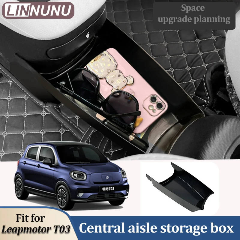 LINNUNU Car central aisle storage box Fit for 2023 Leapmotor T03 Central control storage box Channel Organizer Auto Accessories