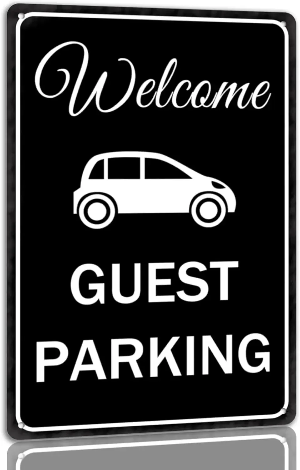Dsyvukt Welcome Guest Parking Tin Sign - , Black, Vintage Style, Metal Material, Wall Mount, Perfect for Area-aluminum s