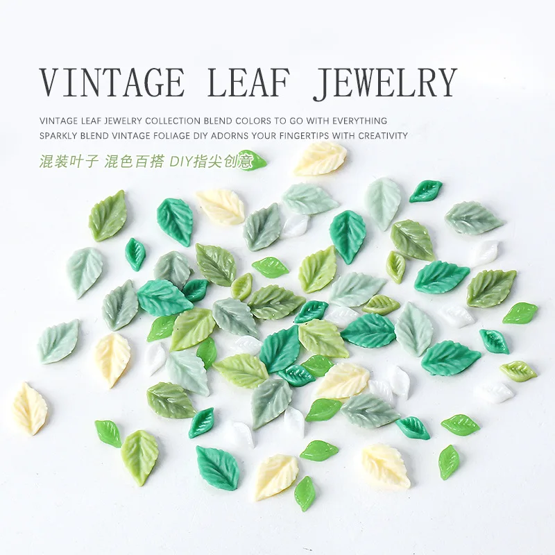 100PCS 3D Acrylic Nail Art Leaf Charms Foliage Accessories Parts For Manicure Decor Nails Decoration Design Supplies Material
