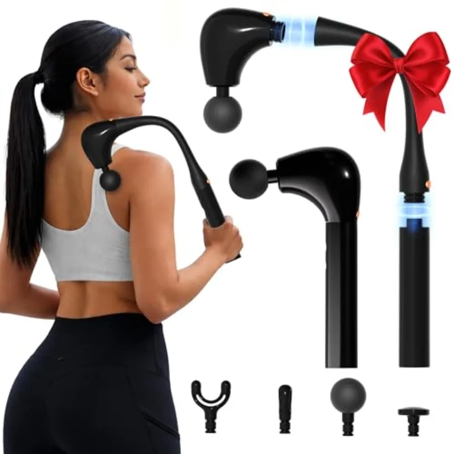 

Massage Gun Deep Tissue with Extension Handle Professional Percussion 2-in-1 Detachable Back Massager for Pain Relief, Muscle R
