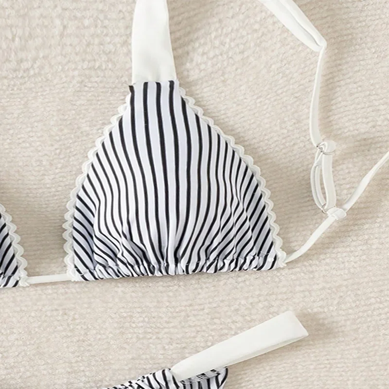 مثير أبيض أسود مخطط البيكينيات مجموعات قطعتين التعادل عارية الذراعين ثونغ ملابس السباحة المايوه ملابس الشاطئ Biquini Tankini