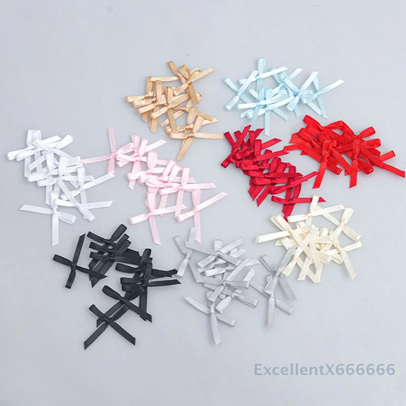 100pcs 20mm-30mm  DIY CraftsEmbellishment Crafts Accessory Decoration Supplies Small Size Satin Ribbon Bow Flower