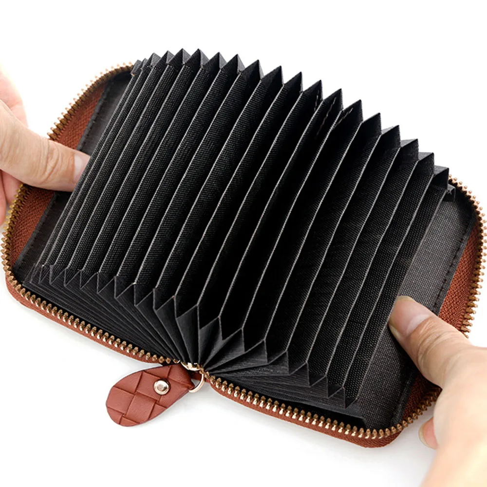 직조 패턴 오르간 지퍼 카드홀더, 휴대용 심플한 스타일, 카드홀더 생일 선물