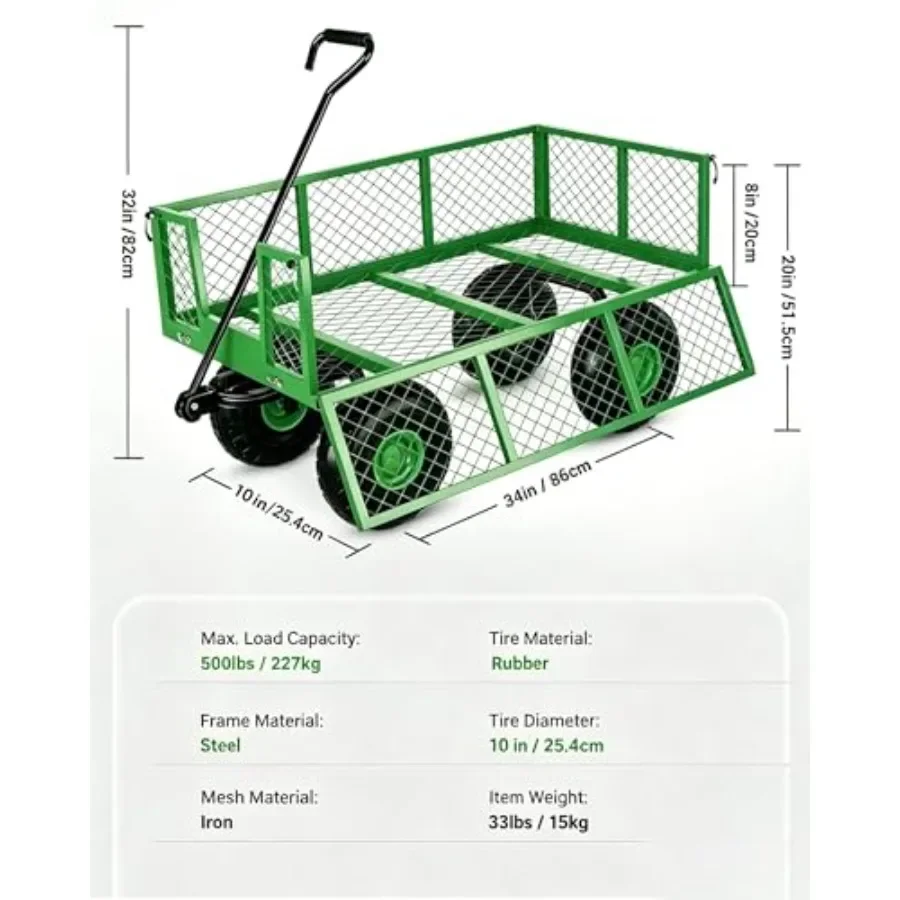 Capacity Utility Wagon Outdoor Yard, Lawn, Green