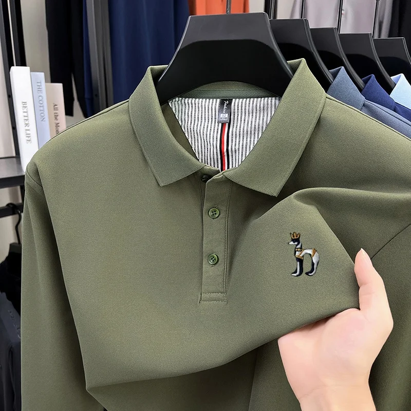 

Hot Sales Brand High End Men's Polo Shirt Lapel Dog Embroid Long Sleeve Autumn New T-Shirt Business Leisure Handsome Men'swear