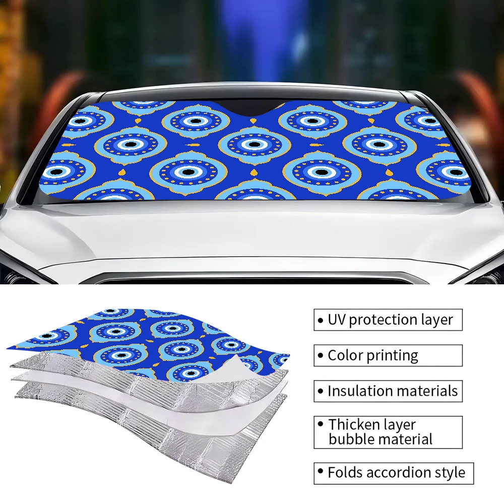 Turkey Evil Eye Lucky Sunshade Windscreen Fold-up Car Front Windshield 70x130cm Car Window Windscreen Cover Heat Reflector