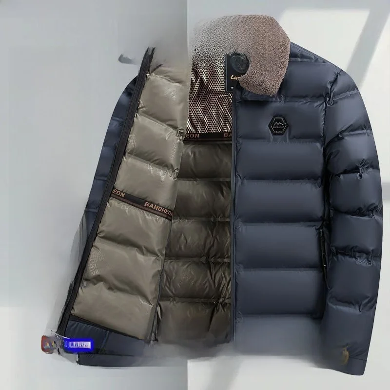 

2024 New Men's Cotton Jaet Outerwear Dad Collar Casual Lightweight down Cotton Coat Long Regular Sle Traditional Chinese ...