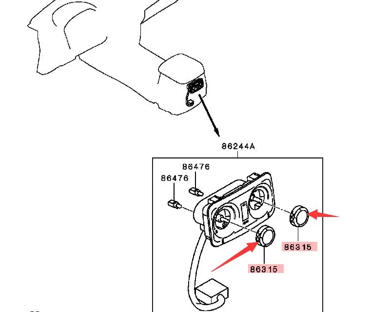 1pc for Mitsubishi Pajero V87v93v97 Rear Heater Switch Button Middle Row Air Conditioning Knob Cover