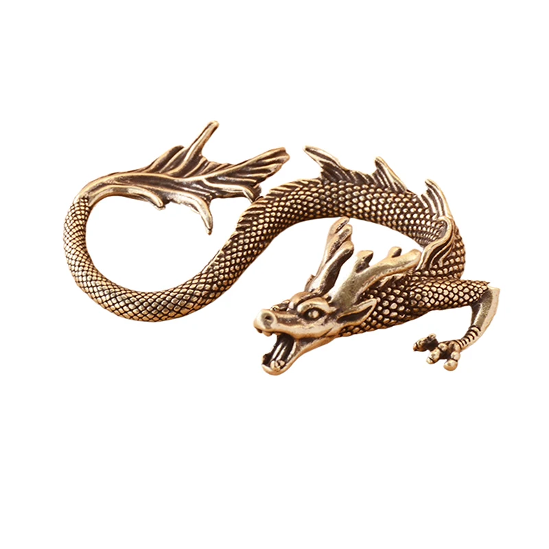 Solid Brass Flood Dragon Small Ornaments Tea Pet Copper Zodiac Desktop Decoration Crafts