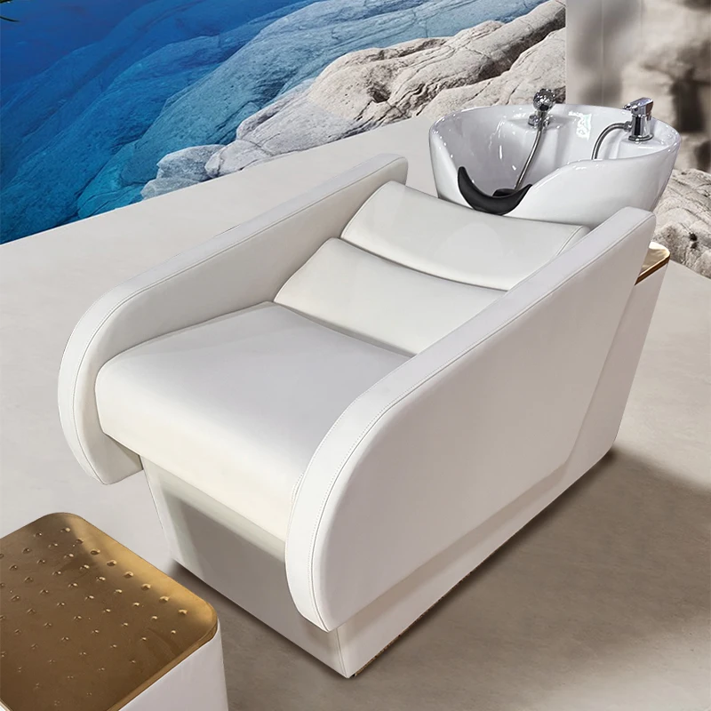 

Factory Supply Contemporary Design Salon Furniture Synthetic Leather Shampoo Bowl Chair Whole Set for Hair Wash Spa Application
