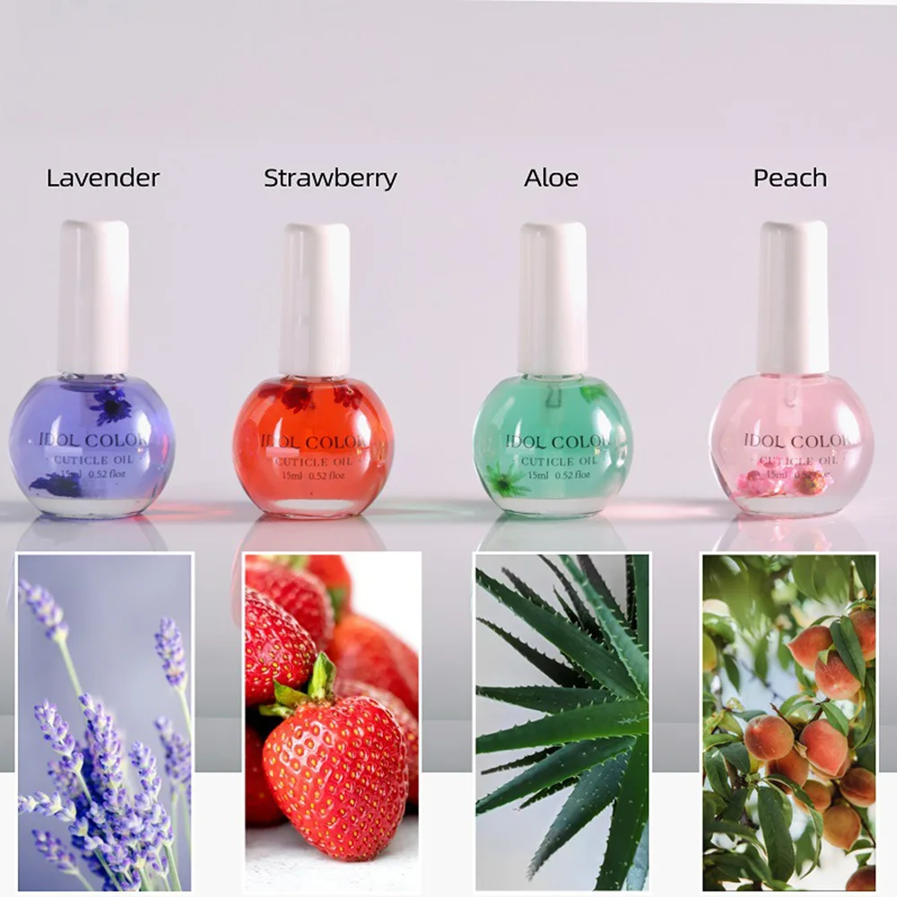 15ml Nail Cuticle Nutrition Oil Honey/Peach Strawberry/Orange/Lemon Cuticle Revitalizer Oil Prevent Nail Care Nourish Oil Tool