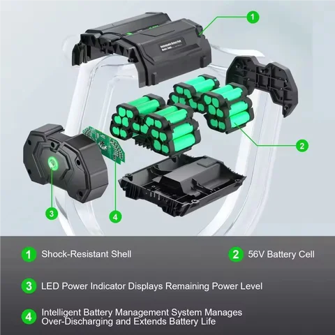 For EGO BA2800 56V 6000mAh Replacement Battery Compatible For EGO BA2800T BA4200 BA4200T BA1400 BA1400T BA5600T BA2240 BA1120