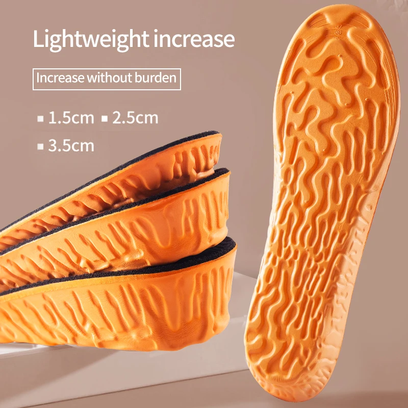 Orthopedic Height Increase Insoles for Women Men Invisiable Boost 1.5-3.5cm Memory Foam Shoes Pads Breathable Feet Care Insoles